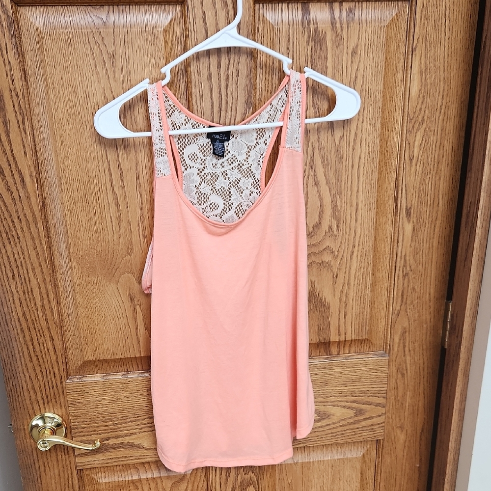 Rue21 Coral Lace Accent Tank Top